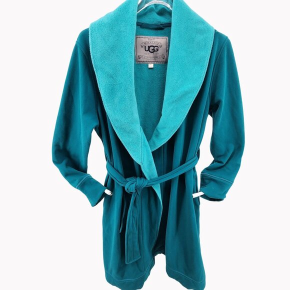 Ugg Australia Womens Large Teal Bathrobe Cozy Plush Fleece